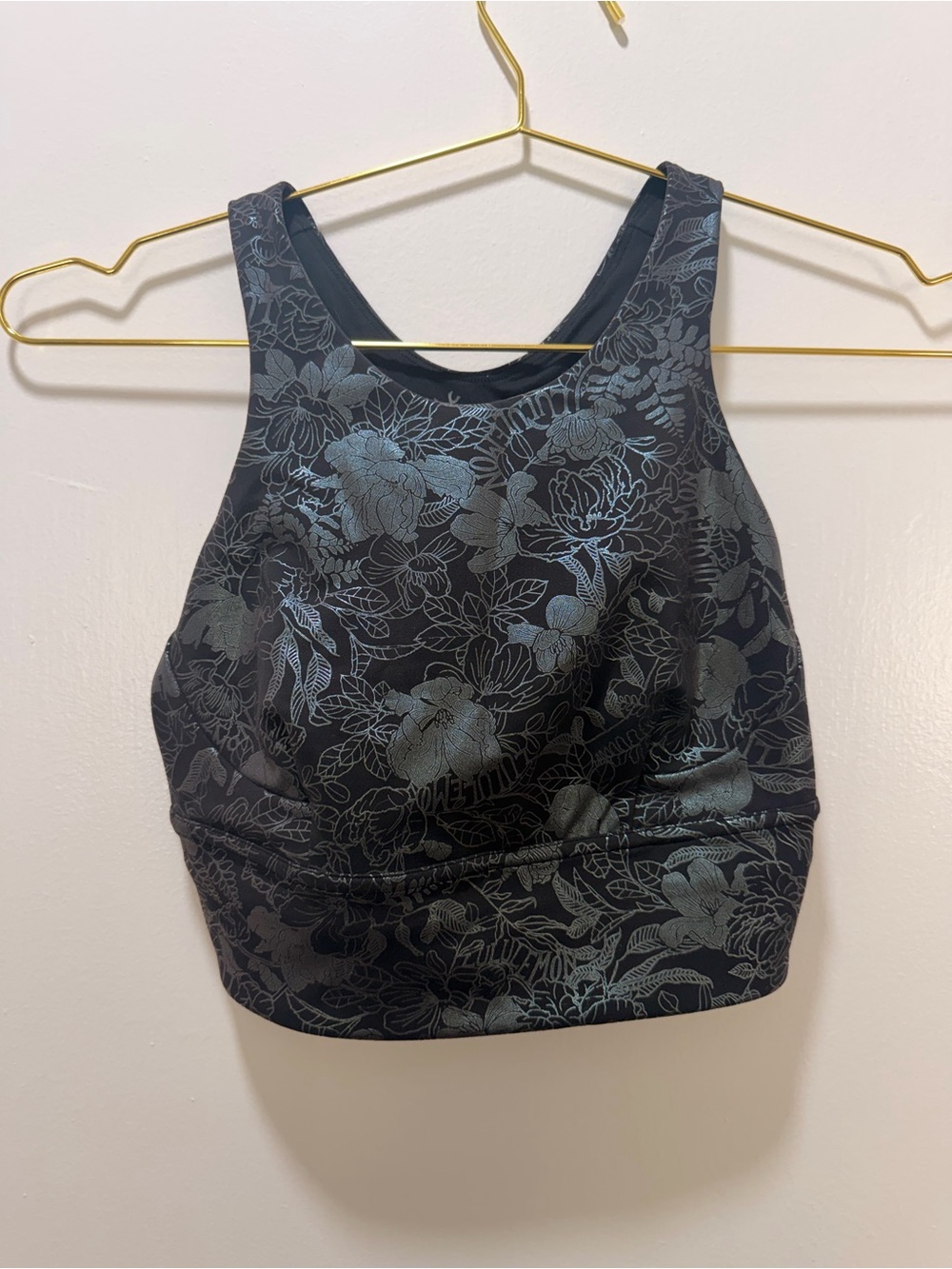 lululemon athletica High-Neck Floral Crop Tank - Black with Gray Floral